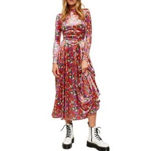 Free People Heartland Crushed Velvet Midi Dress
